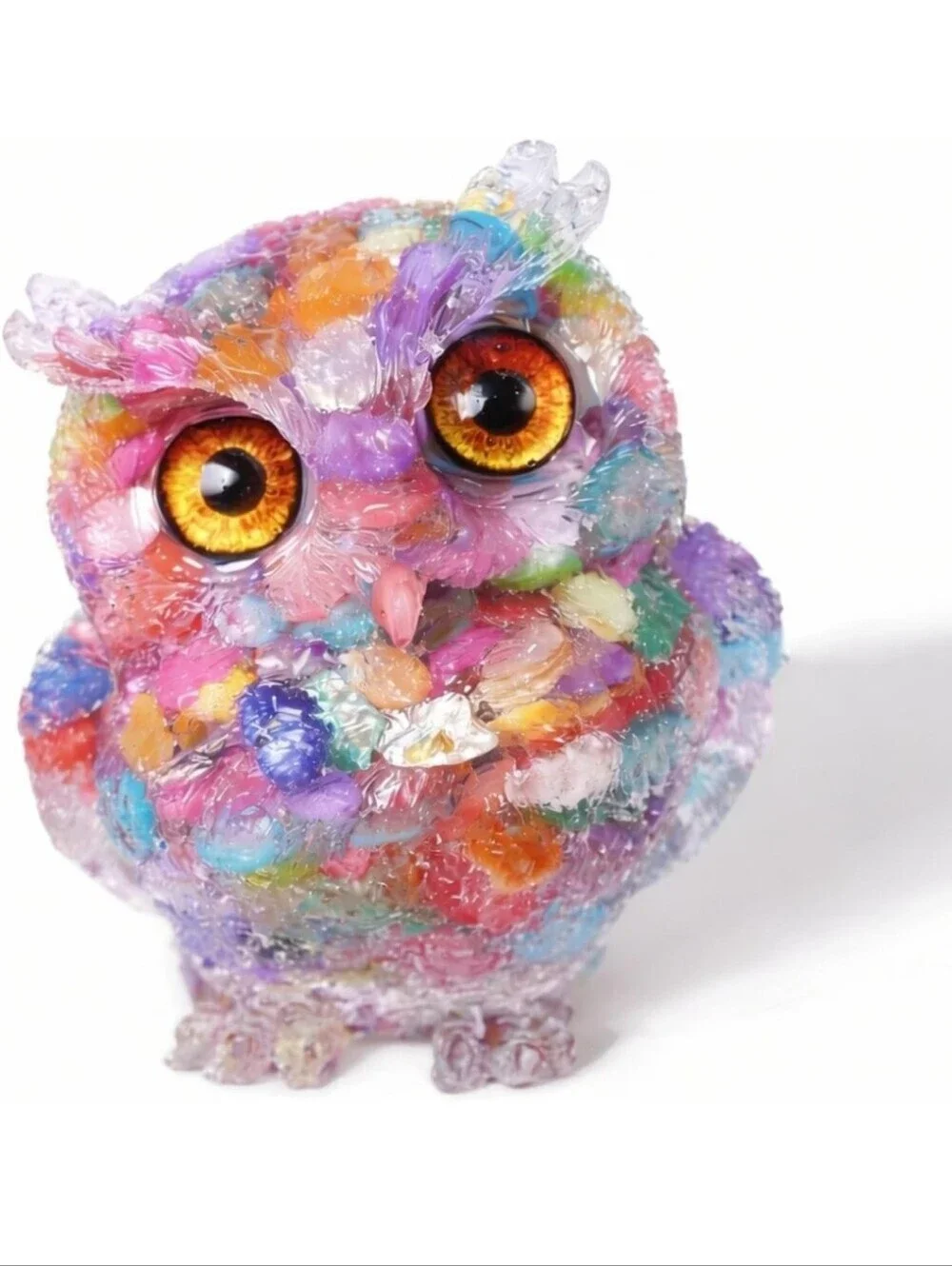 Colorful Multicolor Owl Bird Figurine Decorative Ornament